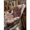 Image 4 : lovely floral high back library chair in amazing condition with wooden legs.