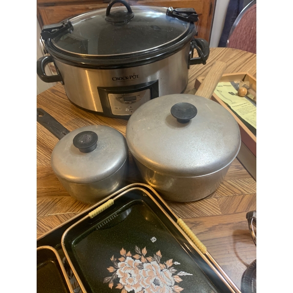 Comprehensive Kitchenware Set with Crock-Pot, Pots,Vintage Utensils, and More