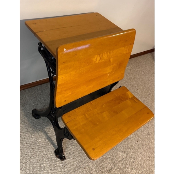 Antique Cast Iron School Desk - 22W, 28D, 28T