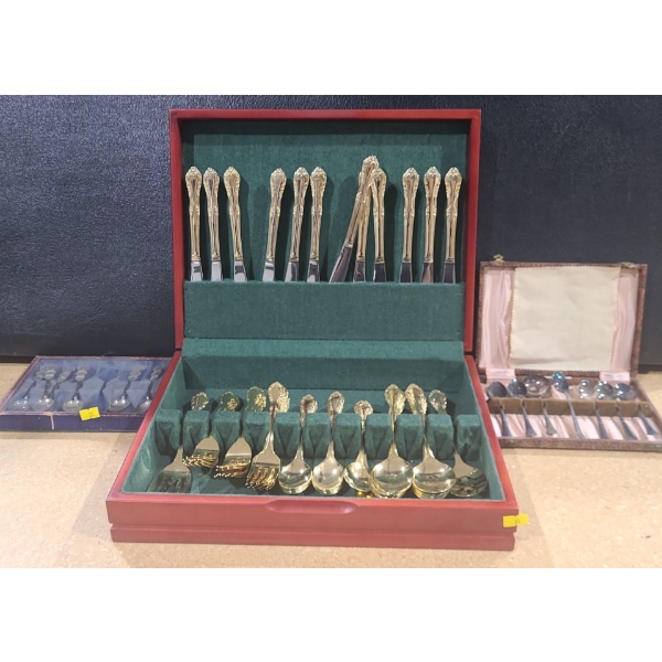 Cutlery Set (Stamped Stainless/ Made in China), Storage Box 15 X 12 and Small Spoons 