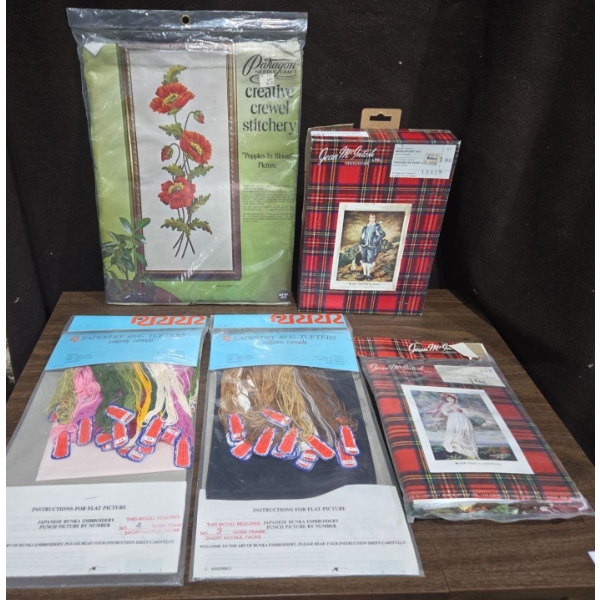 Vintage New Needlepoint and Petit Pont Sewing/Craft Print Sets From Woodwards 