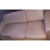 Image 1 : Pink Faux Leather 3 Seater Couch with Studded Arm Details 84 L, 36 T, 35 W