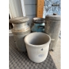Image 1 : antique milk jugs one short with lid one stainless steel with lid, vintage antique coffee urn and ME