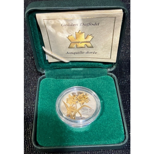 2003 50-Cent 22K Gold Plated Golden Daffodil Coin 92.5% Silver 9.3 Grams