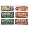 Image 1 : Collection of 1$ & 2$ dollar bills from 1954 to 1986
