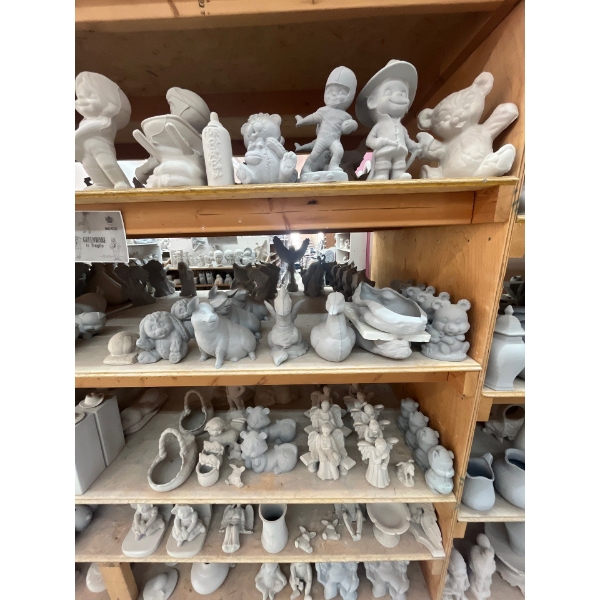 ceramic green ware all contents on shelf Lot 