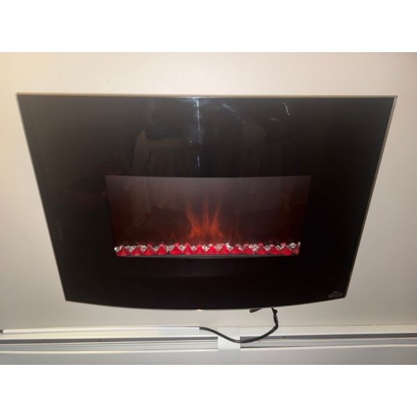 Wall Mounting Electric Fireplace w/ Faux Crystal Embers & Simulated Flames