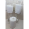 Image 3 : Kosta Boda Snowball Candle Holder - Scandinavian Votives w/ Flameless Pillar Candles 11"Tall