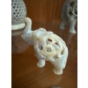 Image 6 : Intricately Carved Soapstone Elephants From India 'Jali' Style (5L) w/ Round Carving 