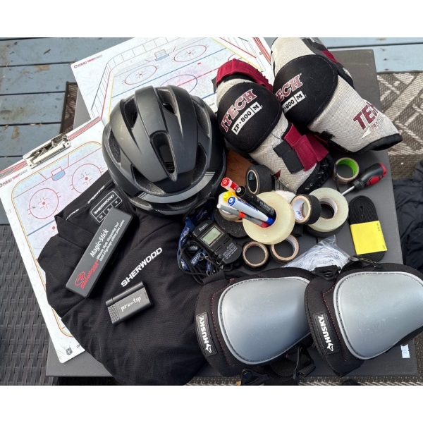 Hockey/Skating Coaches Pack- Tape, Elbow Pads, Knee Pads, Helmut & More