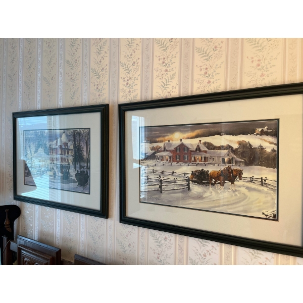 Walter Campbell Prints both hand signed fantasy on ice and sleigh ride 28.5”x20.5”
