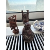 Image 2 : Hand Carved Rosewood & Stone Figurines 6T w/ Antique Sugar Dish 
