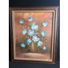 Image 1 : Vase w/ Blue Flowers Painting, Signed: Artist Name Illegible, Framed, 19.5 X 24