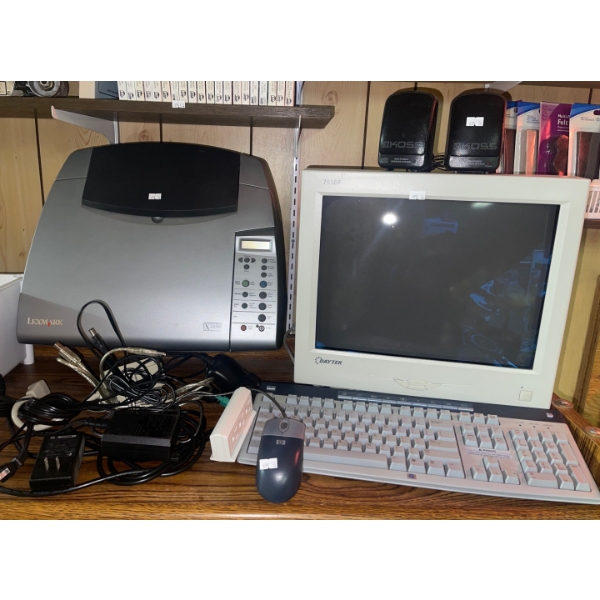 Vintage DAYTECH Desktop Monitor w/ All In One LEXMARK Printer Koss Speakers & More