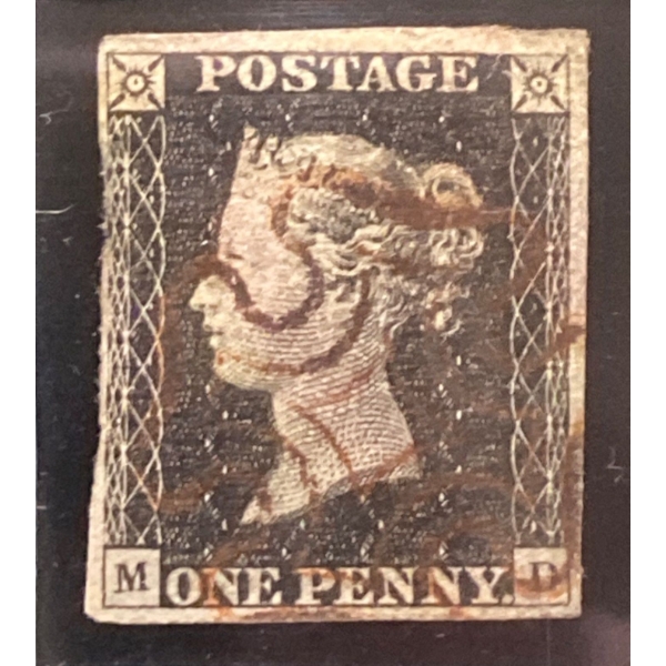 1840 Authenticated First Issue Original Penny Black Stamp Oldest Postage Stamp & Book 