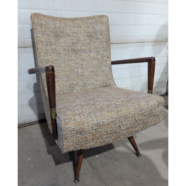 Tweed Lounge Chair - Swivel Rocker - Mid Century 30"Tall