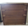 Image 3 : Retro Oak 4 Drawer Dresser 31x15x33 w/ Neutral Art Deco Table Lamp 