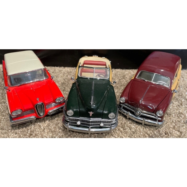 1958 Edsel Bermuda, 1948 Chrysler 1:24 Scale, 1949 Ford Wagon 