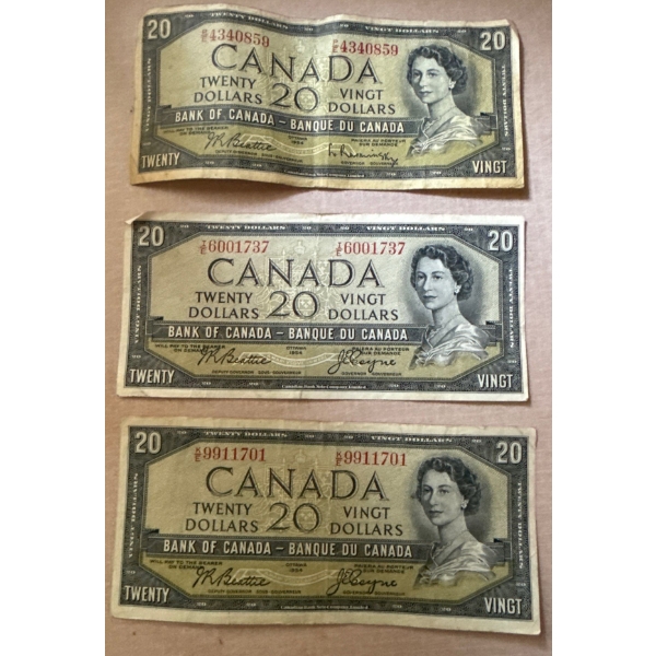 1954 Canadian $20 Banknotes - Devils Face - Landscape Series 