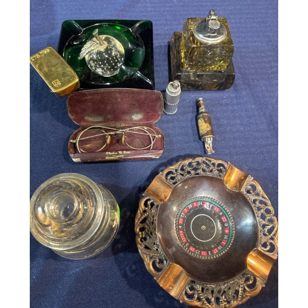 Vintage Roulette Device, Lighters, Glasses, Glass Insulator & More 