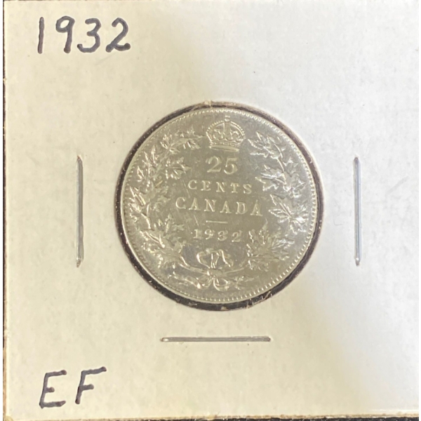 1932 EF Canadian Quarter 80% Silver