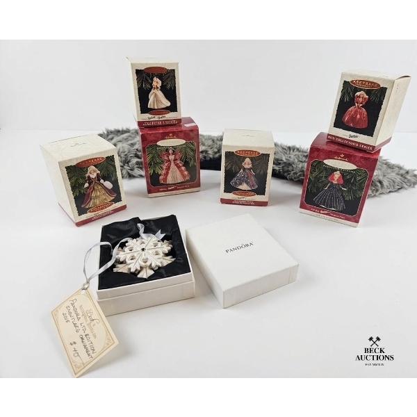 Collection Of Vintage Hallmark Keepsake Holiday Barbie Ornaments,2015 Pandora Snowflake L.E ORNAMENT