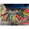 Image 4 : Selection of WISS snips along with a blue sliding toolbox, hammers heavy duty, REED pipe wrench 