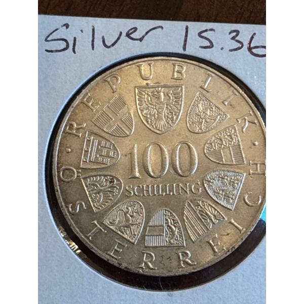 1979 Austrian 100 Schilling Silver Coin 15.4 g