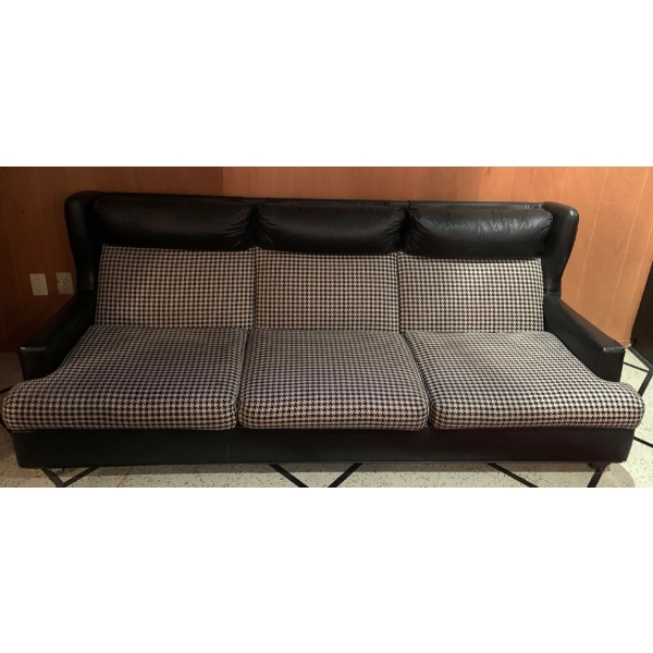 Genuine Leather w/ Upholstery Couch 86x34x35