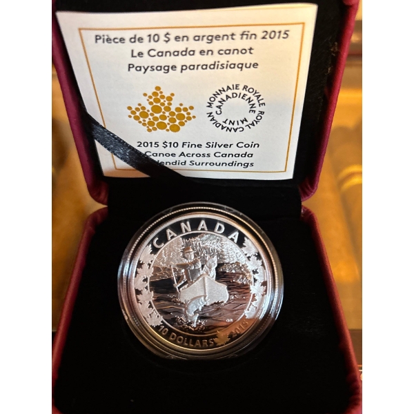 2015 $10 Canoe Across Canada: Splendid Surroundings - Pure Silver Coin
