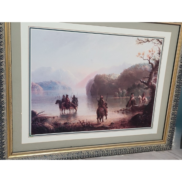 Indigenous Art Print at Waters Edge Framed bu no Glass 32  w 26 h