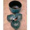 Image 3 : Blue Mountain Pottery Vase 12 T, Bowl 8" Diameter, and Sectioned Server 10 W, 4 T, Flowers Included