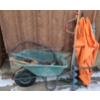 Image 1 : Wheelbarrow with Hand Gardening Tools, Ice Auger, Hand Saw, Patio Umbrellas and More!