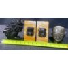 Image 14 : Hand Carved Yellow Marble Bookends & Black Obsidian Aztec Sculptures 