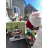 Image 2 : Santa statue 32” height with fiber, optic beard and lighted snowman with rotating train set