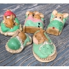 Pendelfin Green Sleeping Rabbits (Largest is 4" Long): 'Snuggles', 'Twins', 'Wakey', 'Dodger'