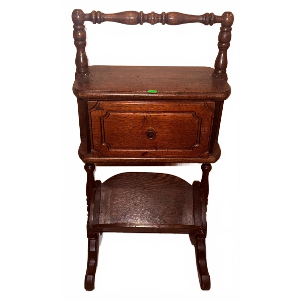 Wooden Side Table with Storage Compartment and Magazine Rack