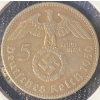 Image 2 : 1936 German 5 Reichsmark Coin 90% Silver 13.88 Grams