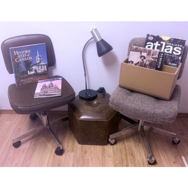 Office Furniture Set with Chairs, Lamp, and Accessories