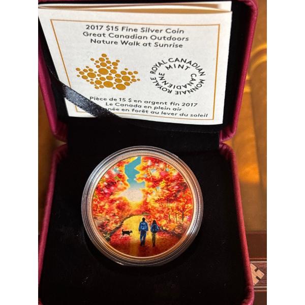 2017 $15 Great Canadian Outdoors: Nature Walk at Sunrise - Pure Silver Glow-in-the Dark Coin
