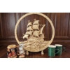 Image 1 : Decorative Nautical Lot with Resin Ship Plaque, Model Sailboat, Stein, and Coffee Mugs