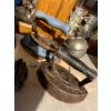Image 3 :  two antique irons, enamel coffee, pot, enamel teapot and enamel salt and pepper shaker along with s