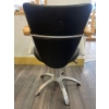Image 3 : Orbit Hydraulic Salon Styling Chair 2 - Genuine Leather w/ Brushed Nickel - 22x24x37