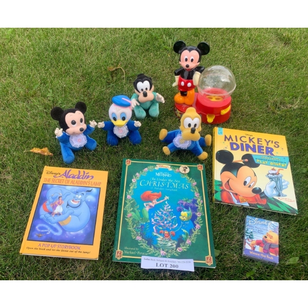 Mickey Mouse Gumball Bank, Aladdin Pop-up Book, Mickey's Dinner Book, Mermaid Songbook & more