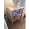 Image 4 : Wooden Nightstand with Drawer Featuring Decorative Table Lamp