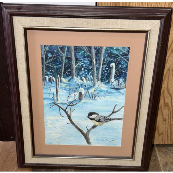 John Guenther 1986 Winter Bird Painting