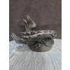 Image 4 : Heavy Bronze Toned Mother Dragon + Baby Dragon Candle Holders 10" Diameter 9" Tall