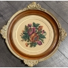 Image 2 : Pair of Petite Point Floral Embroideries in Ornate Round Frames 14T