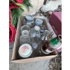 Image 6 : Huge Christmas wreath, adorable dog clock, vintage tins, bottles and jars. 