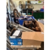 Image 1 : Massive Bin Of 100'S Of New Sun Glasses With Tags Box Of DVD'S Wooden Sculptures & Electrical Suppli
